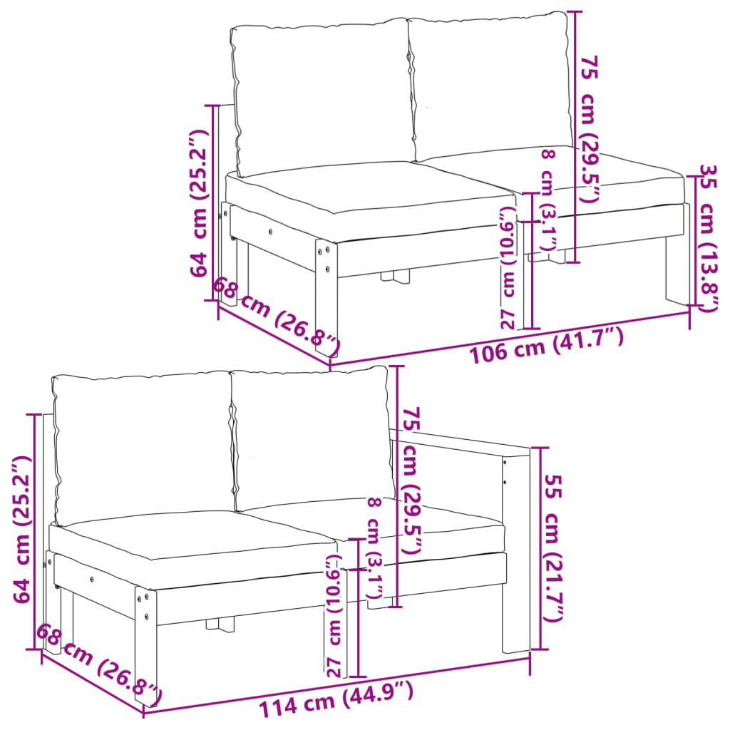 vidaXL Salon de jardin avec coussins 5 pcs Bois d'acacia solide