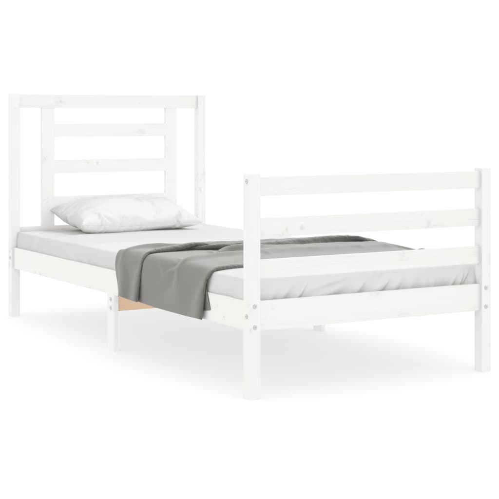 vidaXL Cadre de lit sans matelas blanc 90x200 cm bois massif