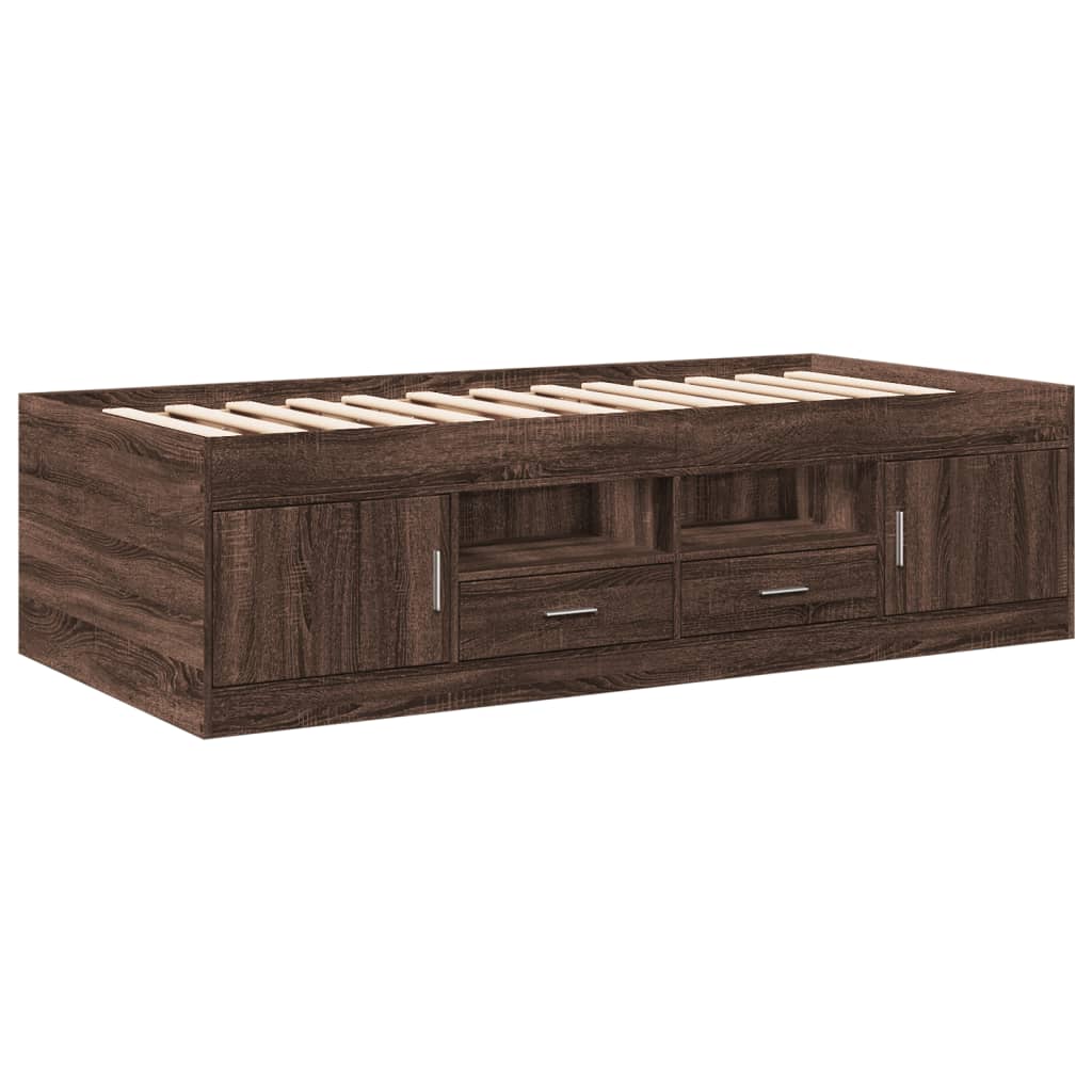 vidaXL Lit de jour avec tiroirs sans matelas chêne marron 75x190 cm