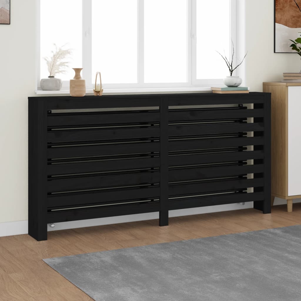 vidaXL Cache-radiateur Noir 169x19x84 cm Bois massif de pin