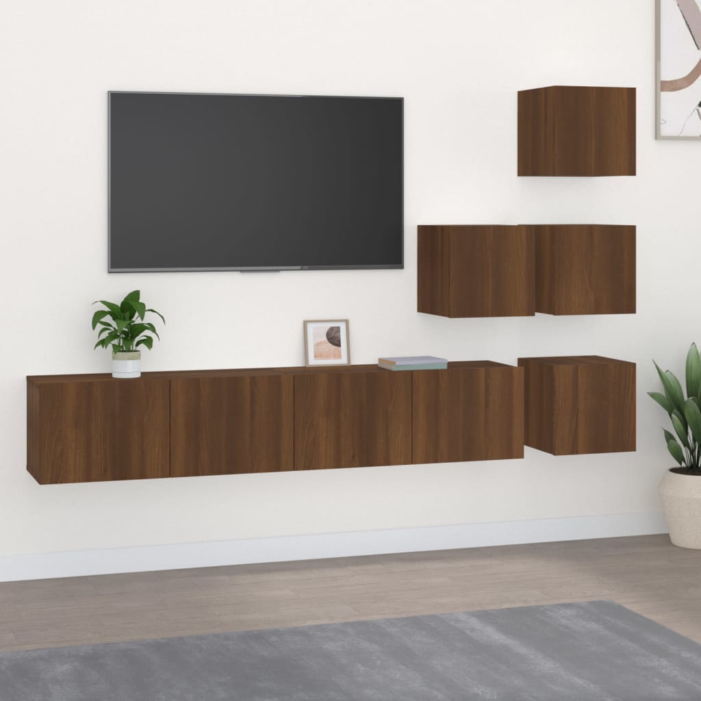 vidaXL Meuble TV mural Chêne marron Bois d'ingénierie