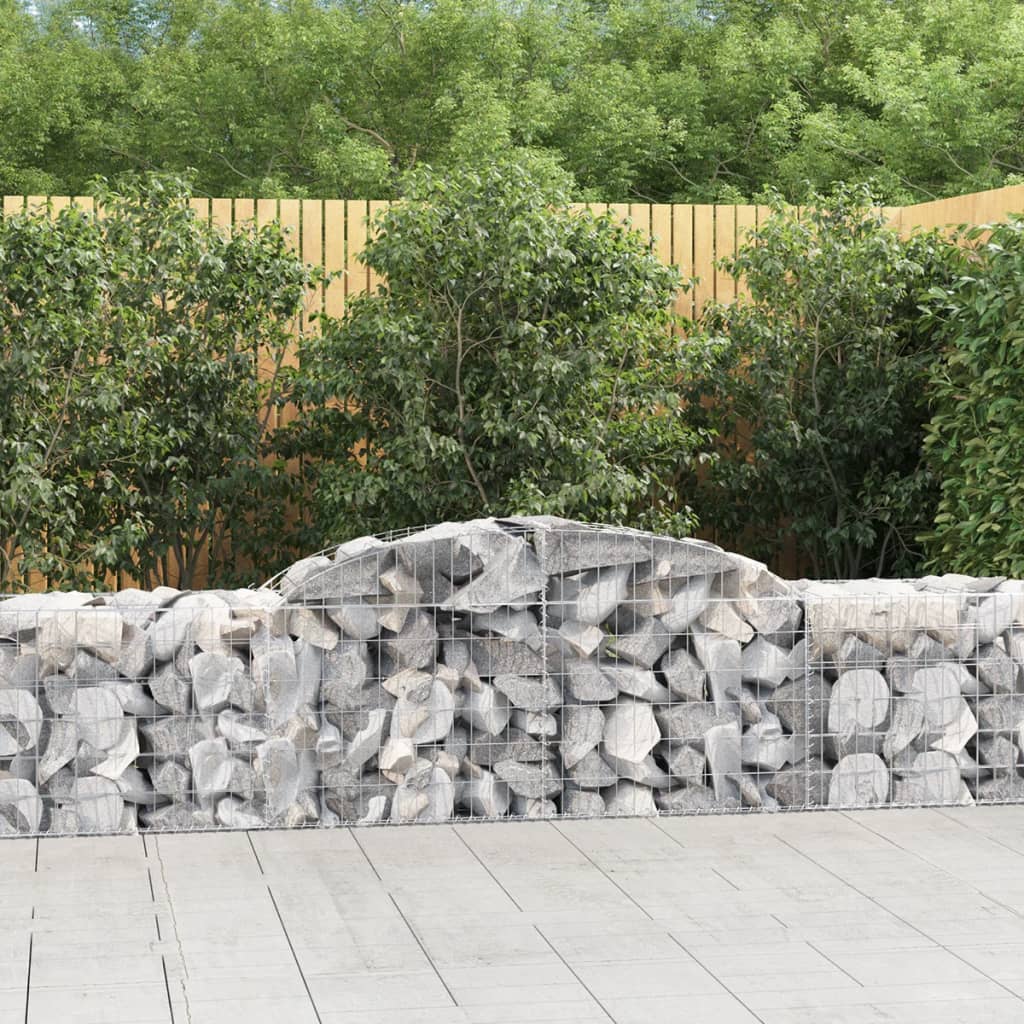 vidaXL Paniers à gabions arqués 7 pcs 300x50x60/80 cm fer galvanisé