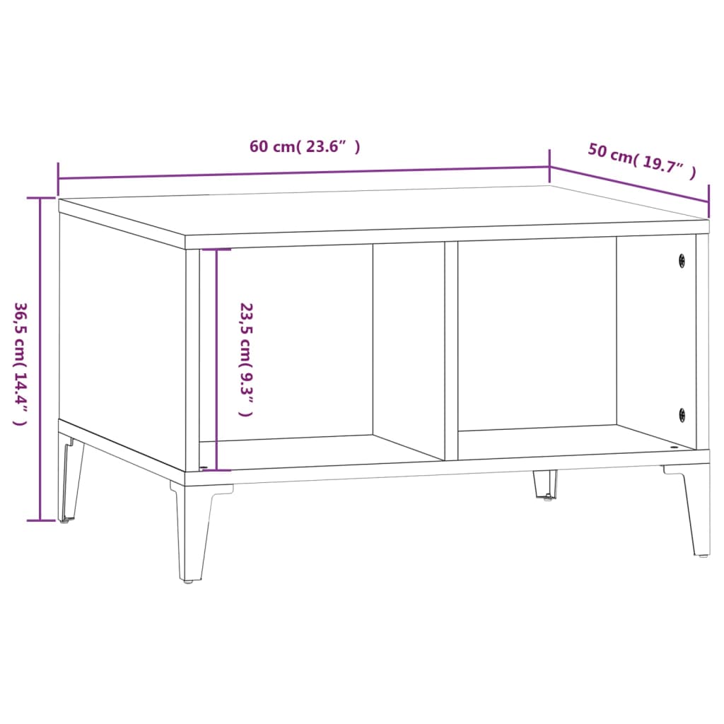 vidaXL Table basse Noir 60x50x36,5 cm Bois d'ingénierie