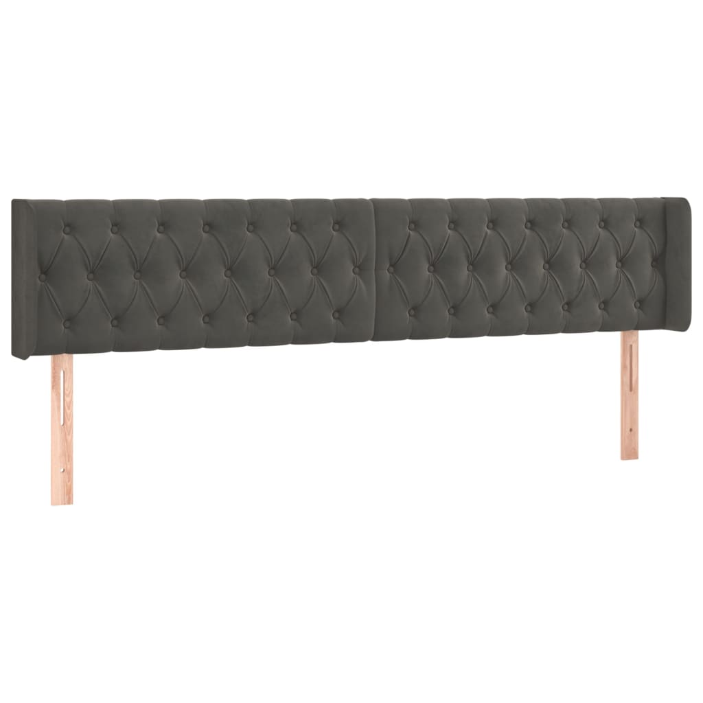 vidaXL Tête de lit avec oreilles Gris foncé 203x16x78/88 cm Velours