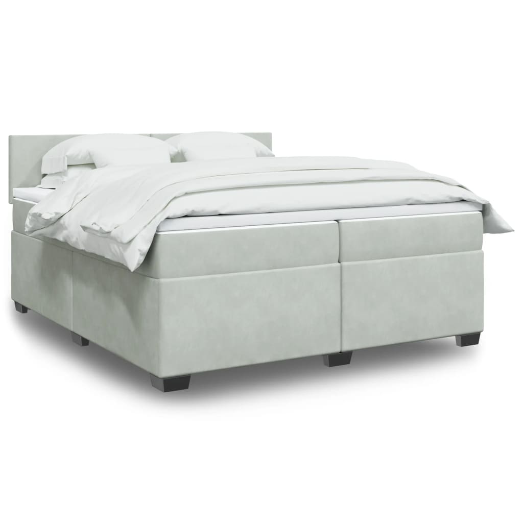 vidaXL Sommier à lattes de lit et matelas Gris clair 200x200cm Velours