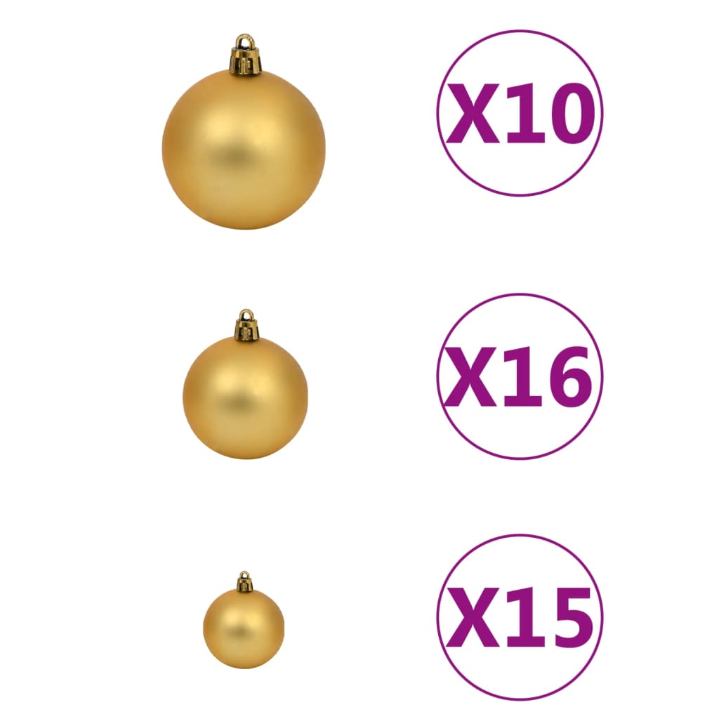 vidaXL Sapin de Noël artificiel articulé 300 LED et boules 210 cm