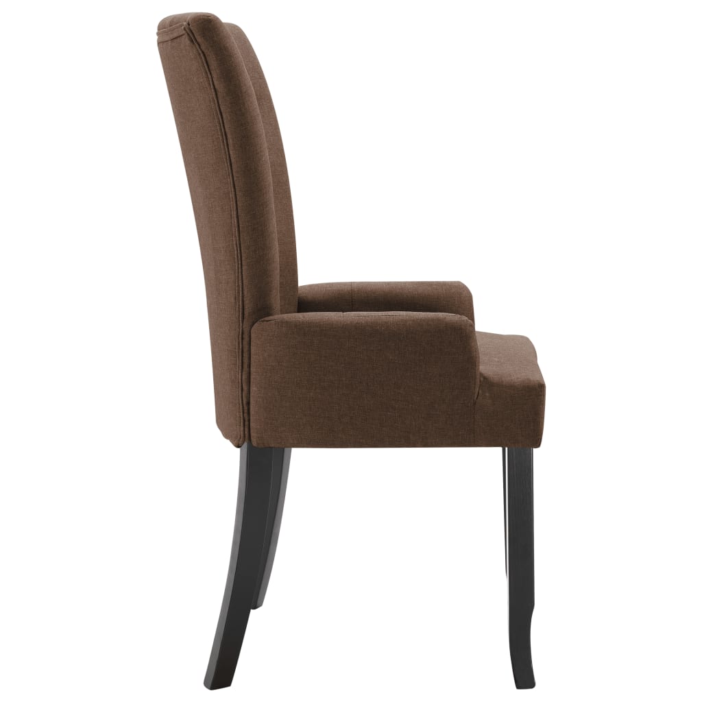 vidaXL Chaise de salle à manger avec accoudoirs Marron Tissu