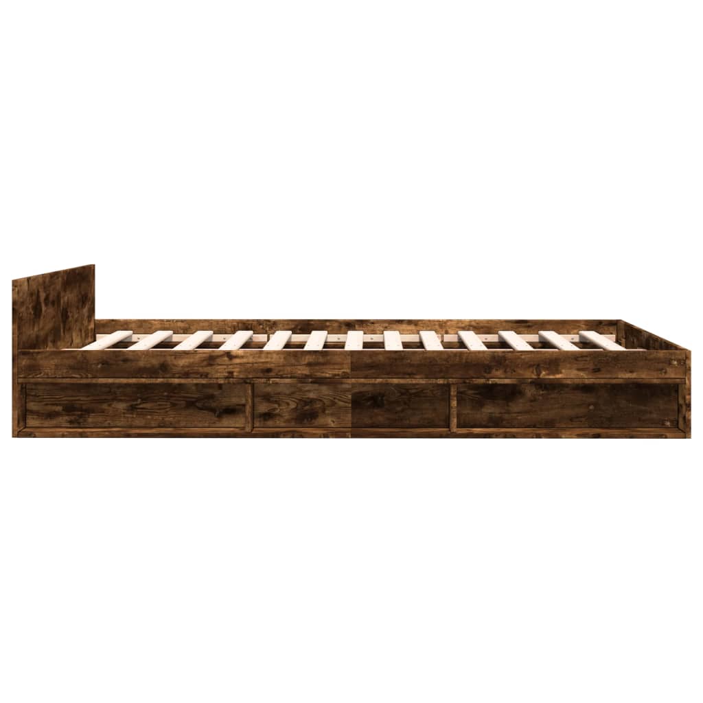 vidaXL Cadre de lit avec tiroirs sans matelas chêne fumé 140x190 cm