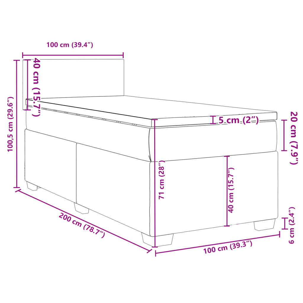 vidaXL Sommier à lattes de lit avec matelas Marron foncé 100x200 cm