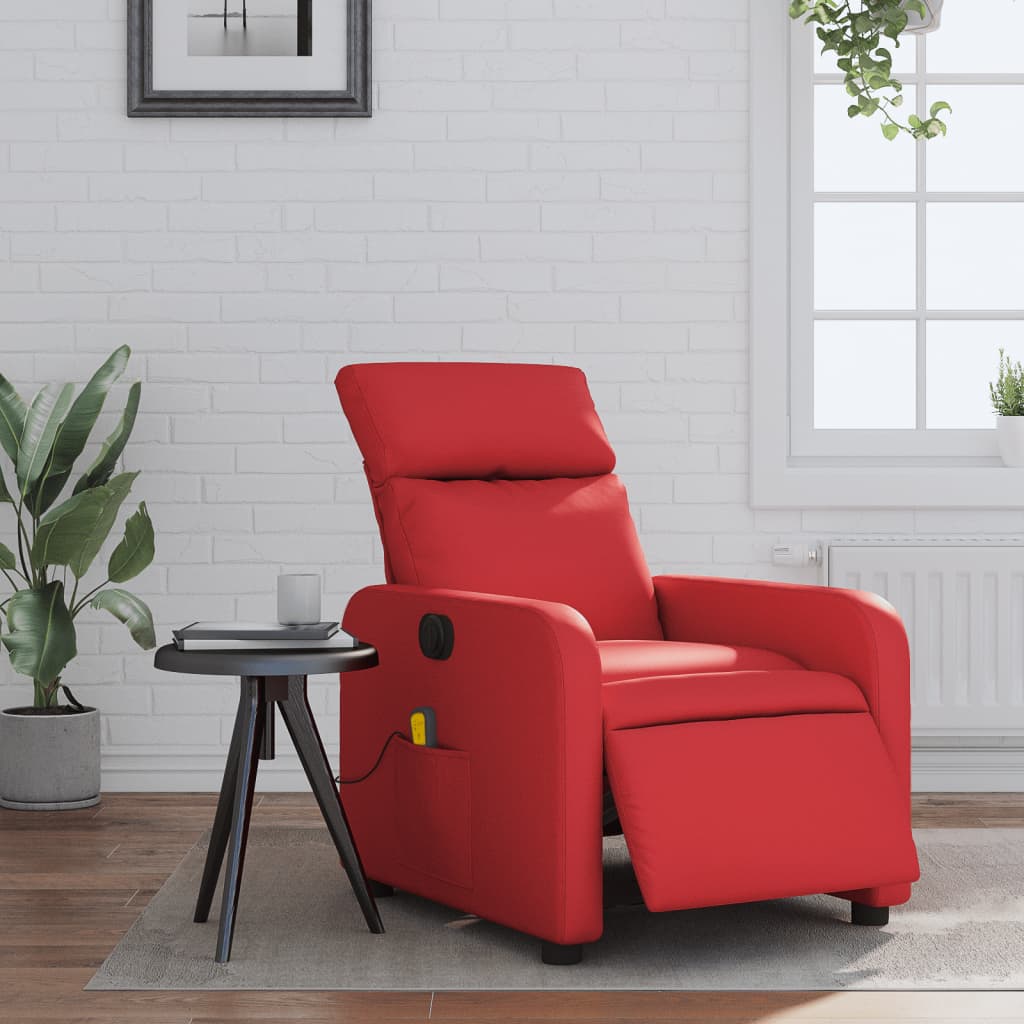 vidaXL Fauteuil de massage inclinable électrique rouge similicuir