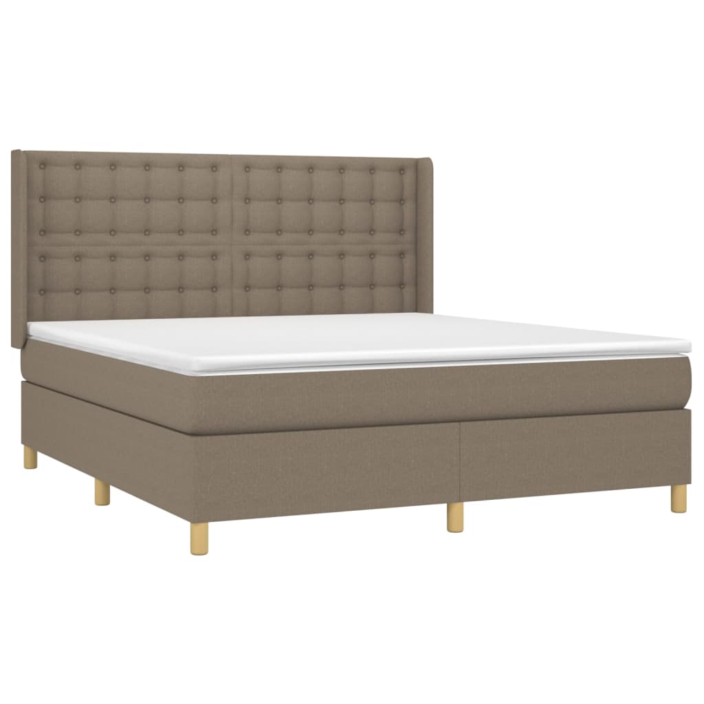 vidaXL Sommier à lattes de lit avec matelas Taupe 180x200 cm Tissu