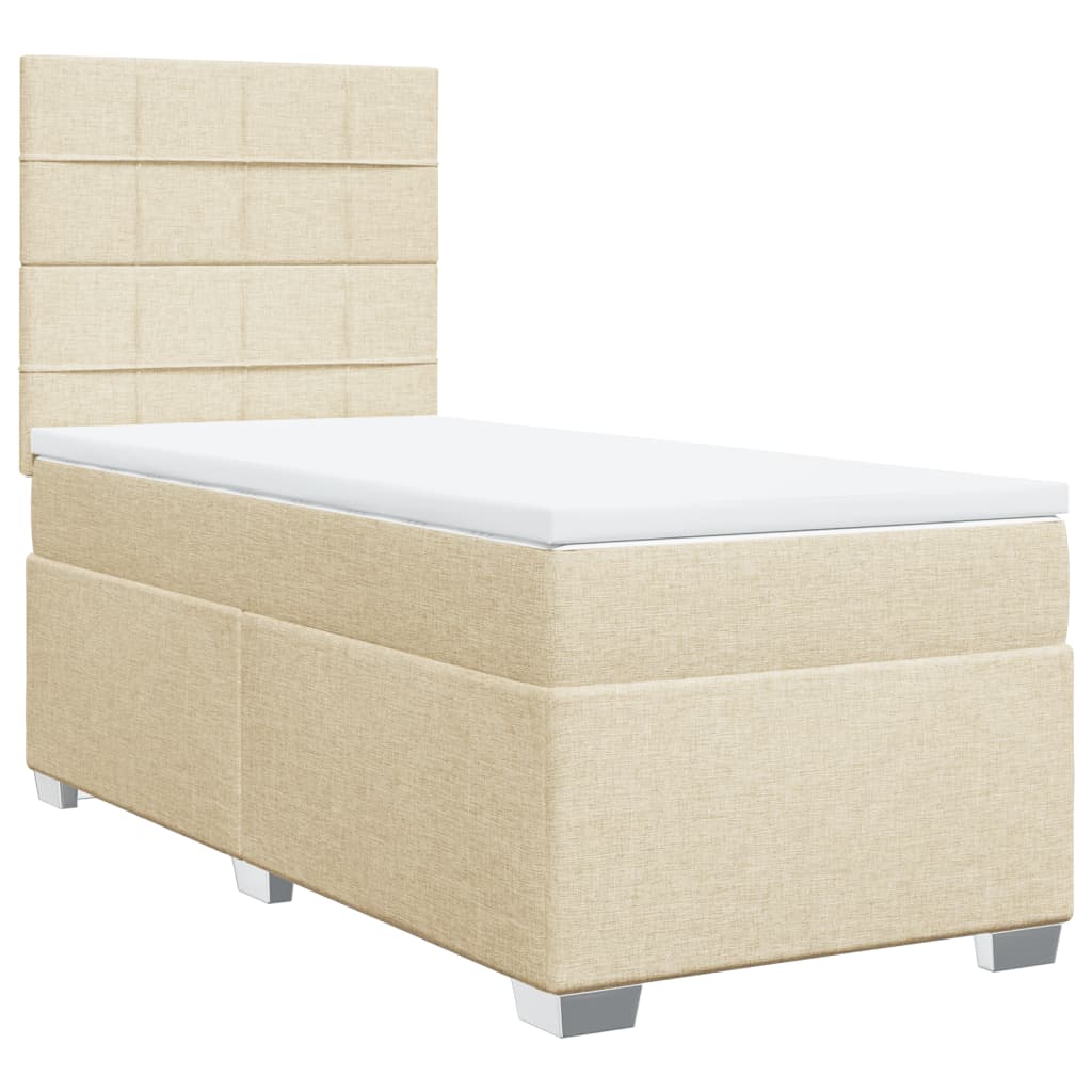 vidaXL Sommier à lattes de lit avec matelas Crème 90x200 cm Tissu