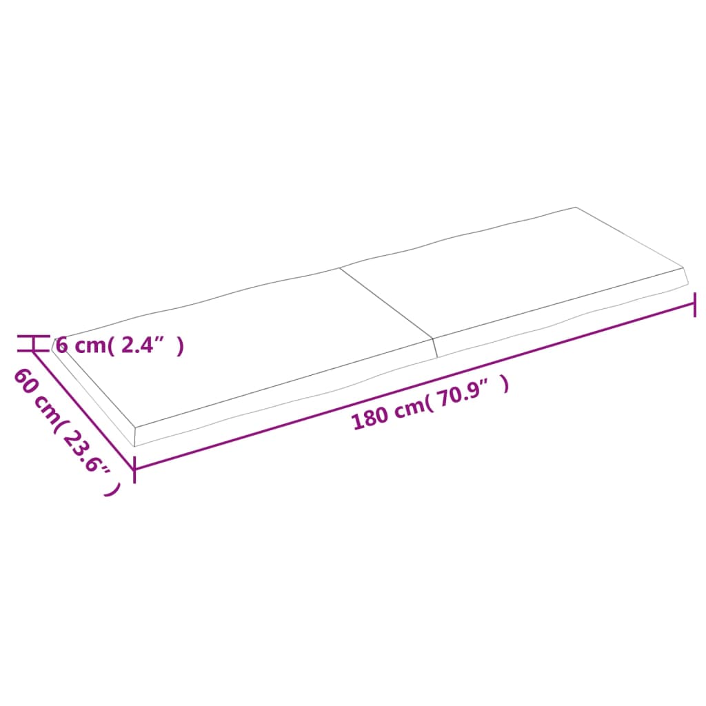 vidaXL Dessus de table bois massif non traité bordure assortie