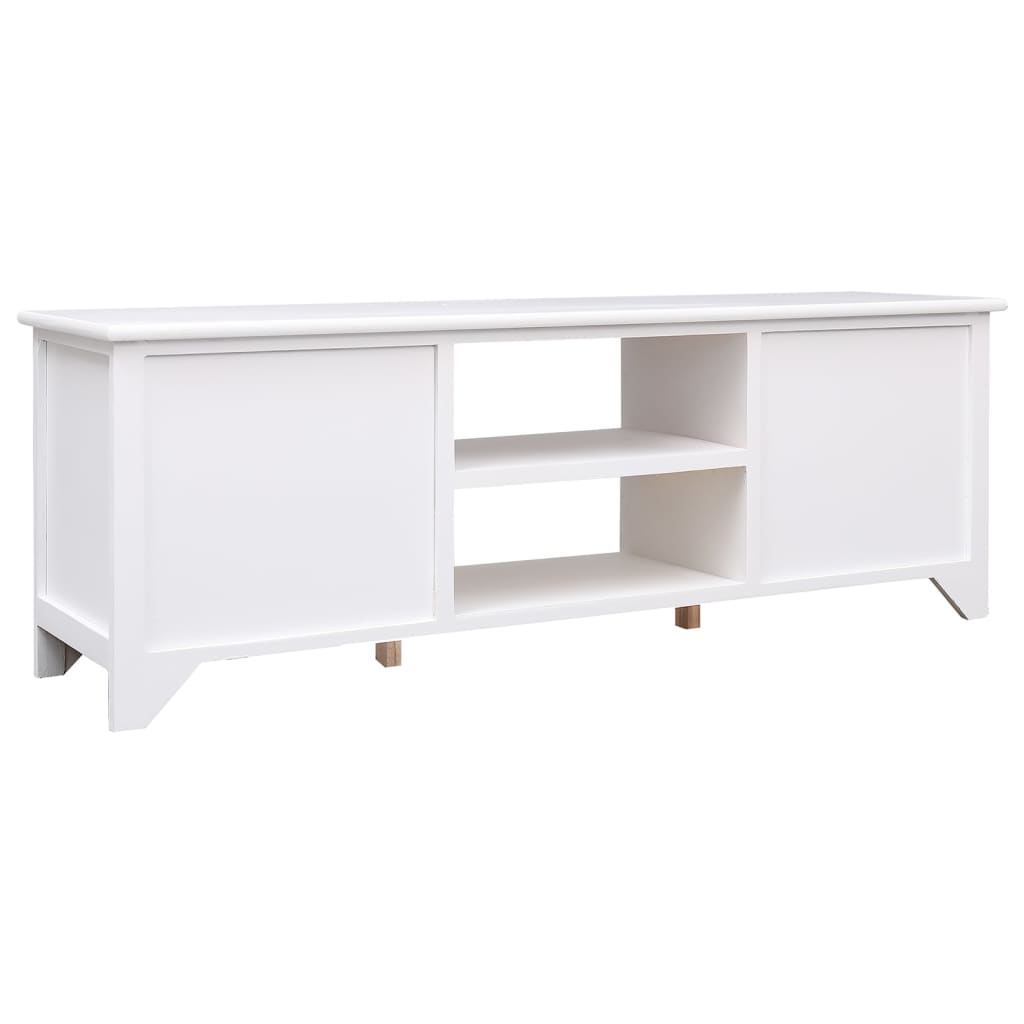 vidaXL Meuble TV Blanc 108x30x40 cm Bois de Paulownia solide