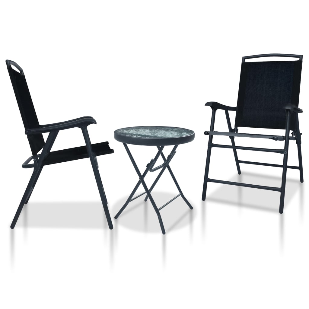 vidaXL Ensemble de bistro 3 pcs Noir Acier