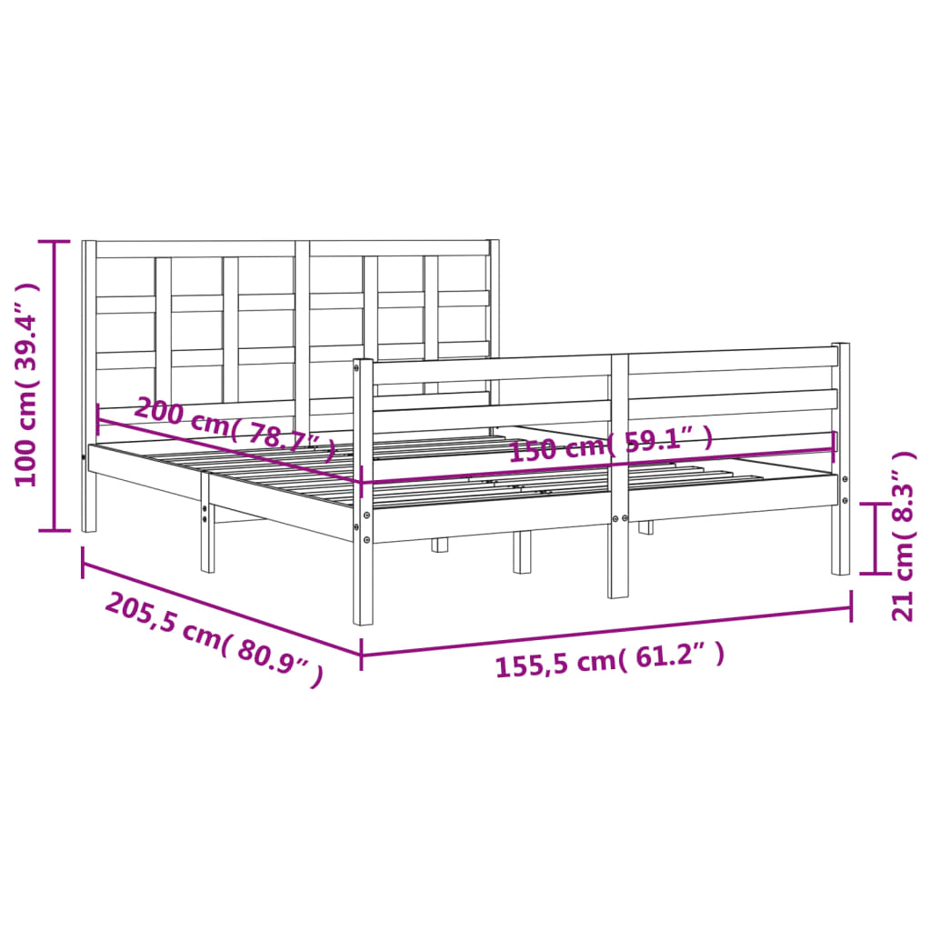 vidaXL Cadre de lit sans matelas blanc bois de pin massif