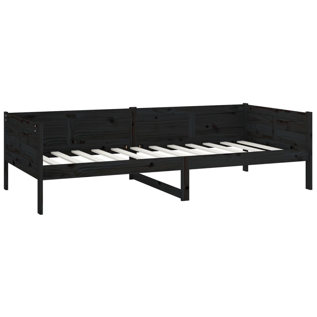 vidaXL Lit de jour sans matelas noir bois de pin massif 90x190 cm