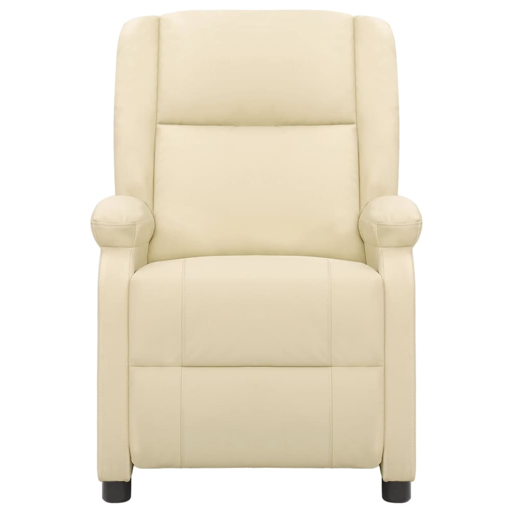 vidaXL Fauteuil de massage Crème Cuir véritable