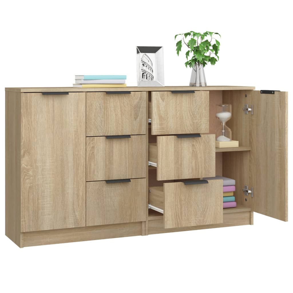 vidaXL Buffets 2 pcs Chêne sonoma 60x30x70 cm Bois d'ingénierie