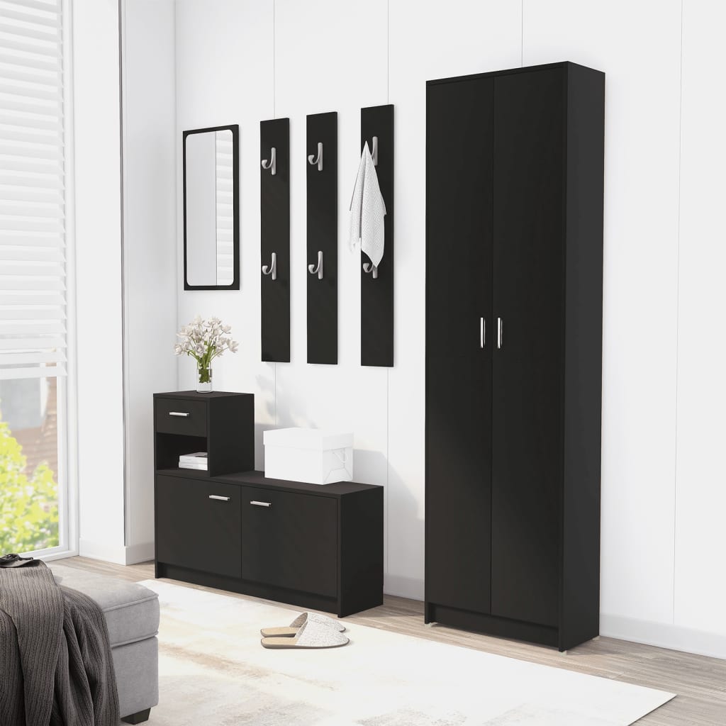 vidaXL Garde-robe de couloir Noir 55x25x189 cm Bois d'ingénierie