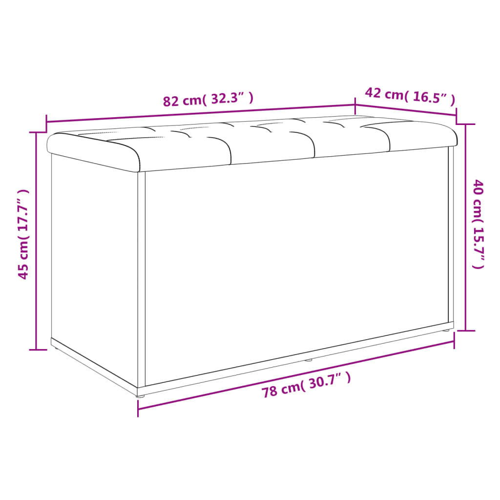 vidaXL Banc de rangement chêne marron 82x42x45 cm Bois d'ingénierie