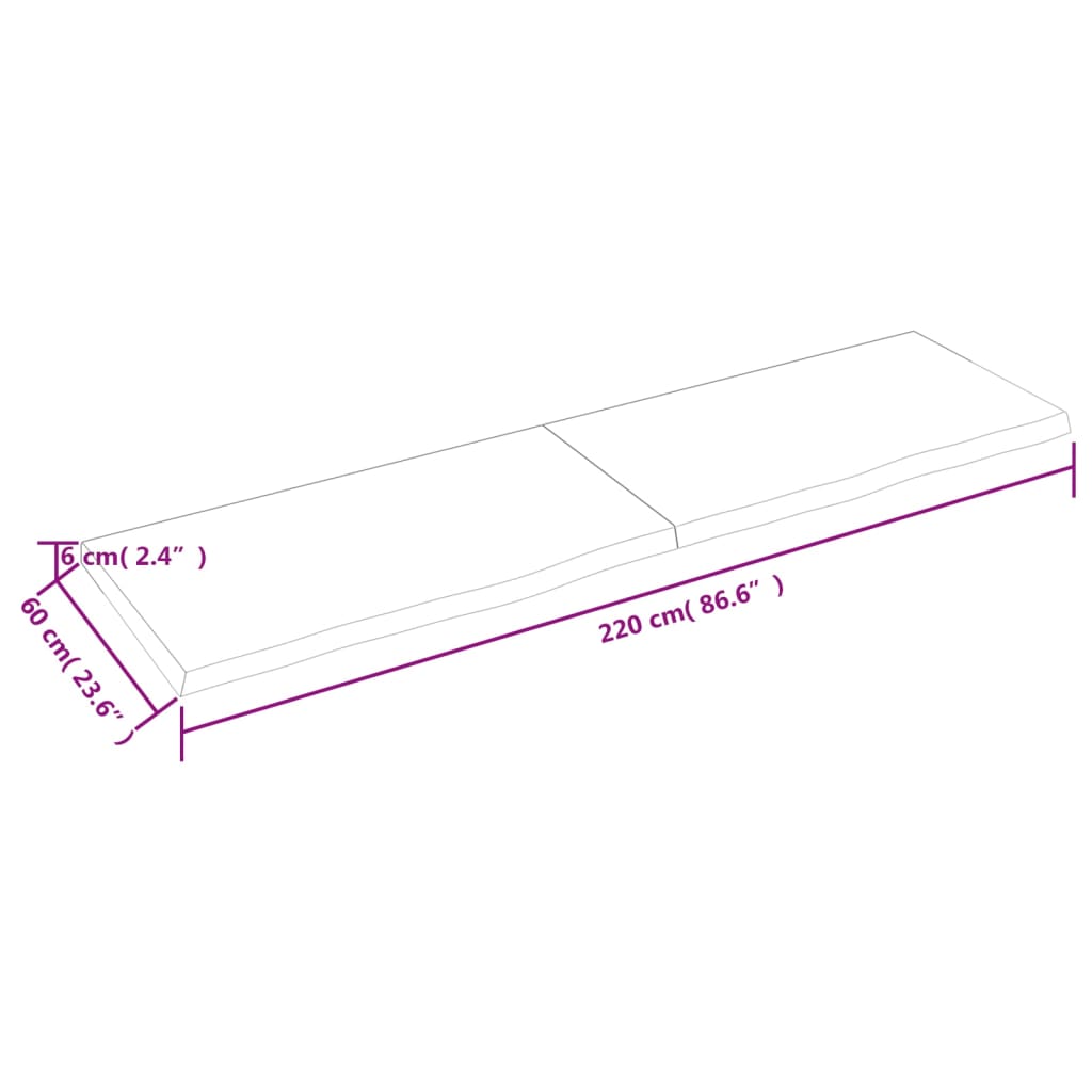 vidaXL Étagère murale 220x60x(2-6) cm bois de chêne massif non traité