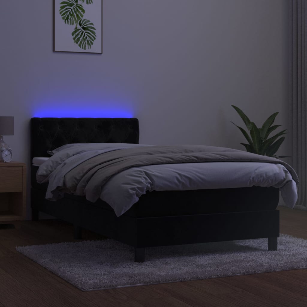 vidaXL Sommier à lattes de lit avec matelas et LED Noir 80x200cm