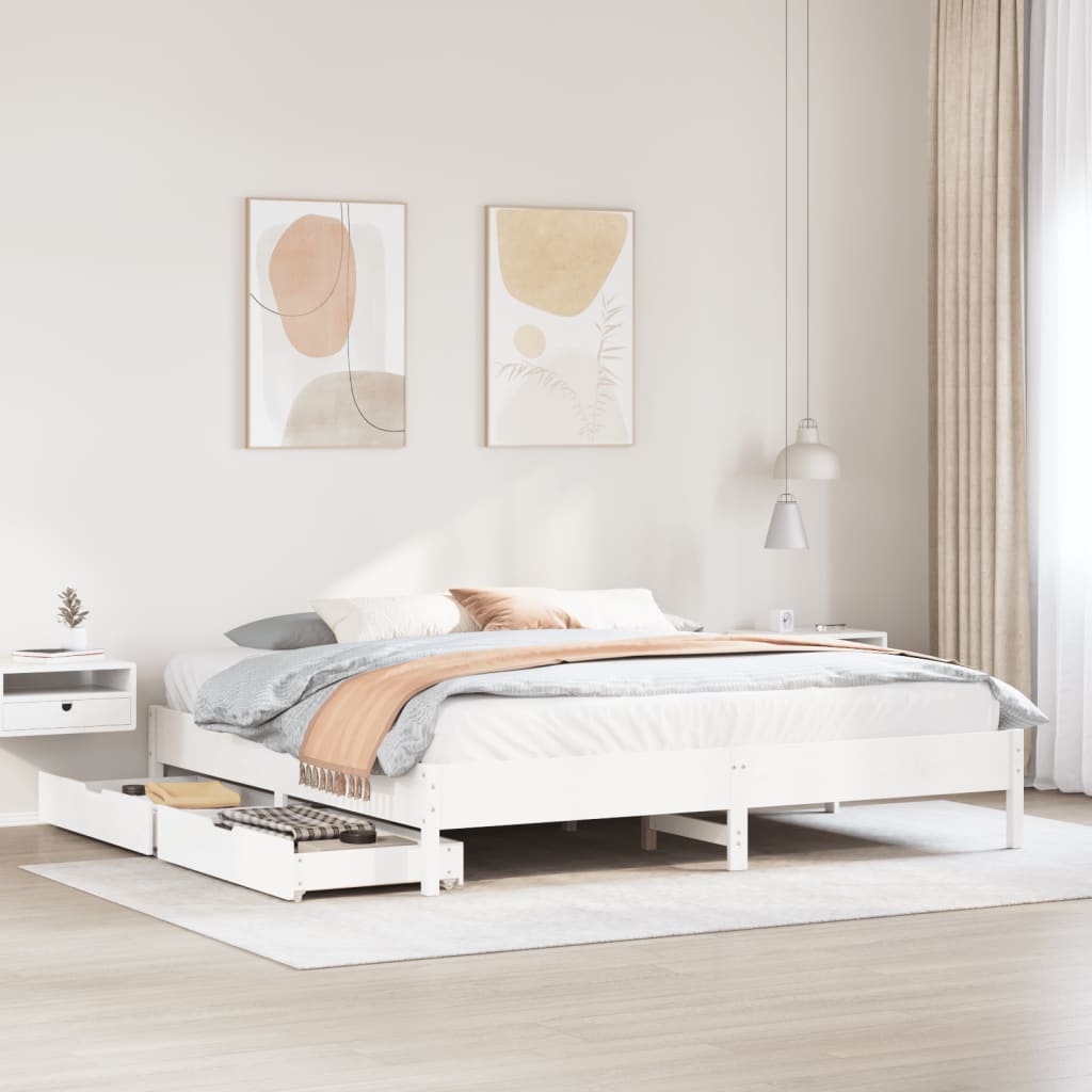 vidaXL Cadre de lit sans matelas blanc 180x200 cm bois massif de pin