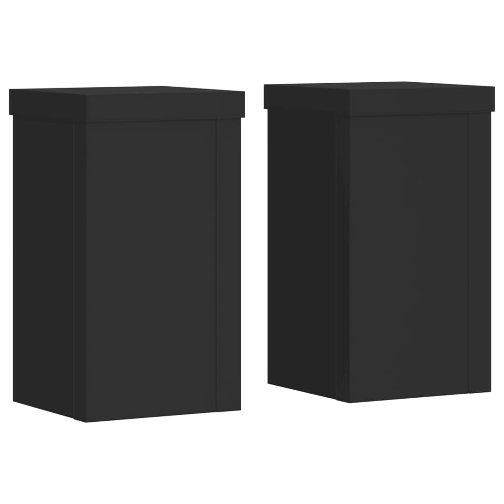 vidaXL Supports pour plantes 2 pcs noir 10x10x18 cm bois d'ingénierie