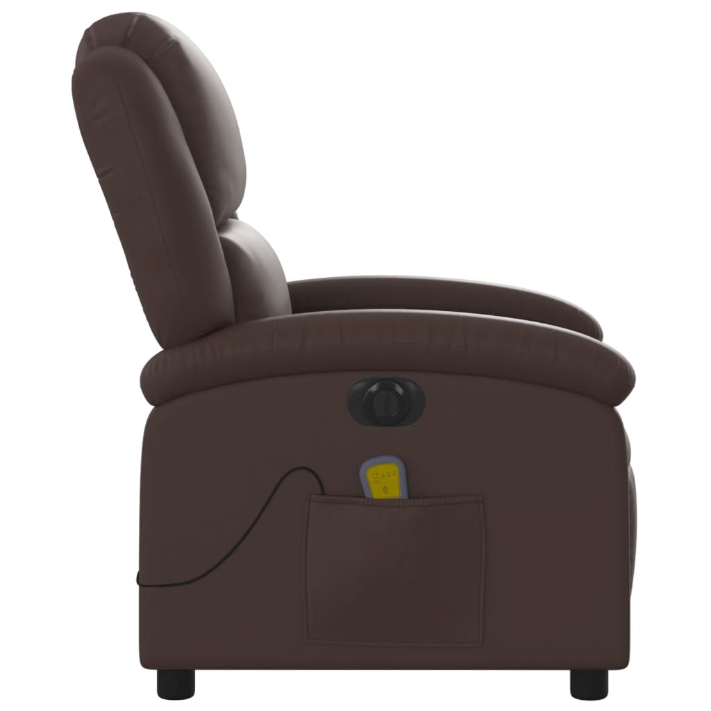 vidaXL Fauteuil de massage inclinable électrique marron similicuir