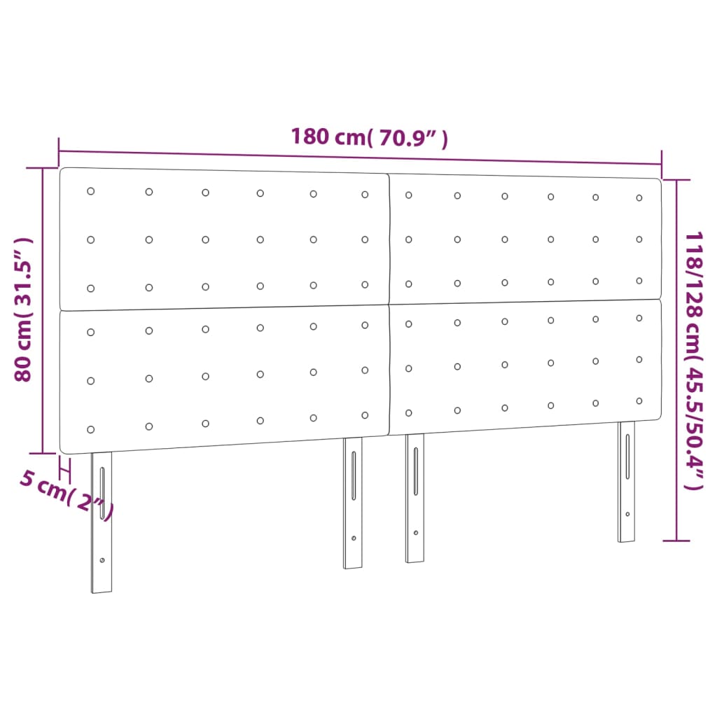 vidaXL Tête de lit à LED Bleu 180x5x118/128 cm Tissu