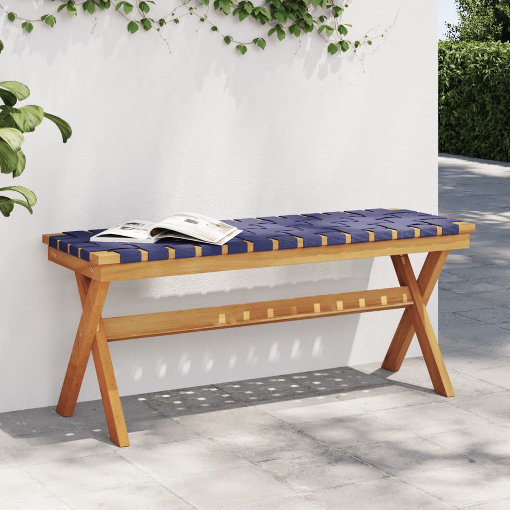 vidaXL Banc de jardin bleu foncé bois massif d'acacia et tissu