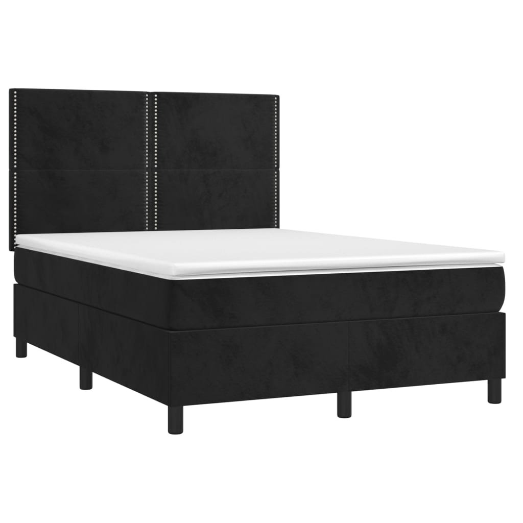 vidaXL Sommier à lattes de lit matelas et LED Noir 140x190 cm Velours