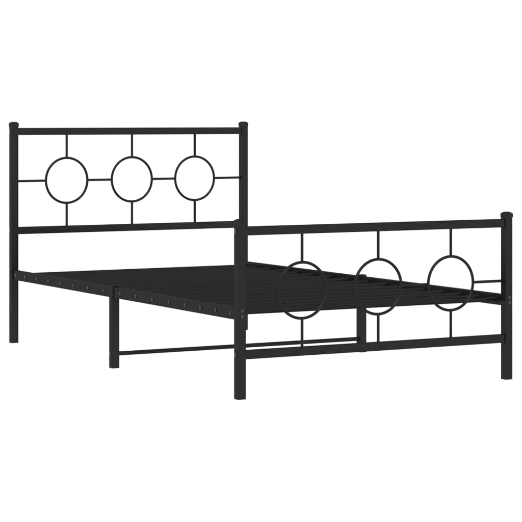 vidaXL Cadre de lit métal sans matelas avec pied de lit noir 107x203cm