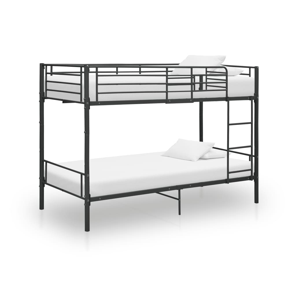 vidaXL Lit superposé sans matelas noir métal 90x200 cm