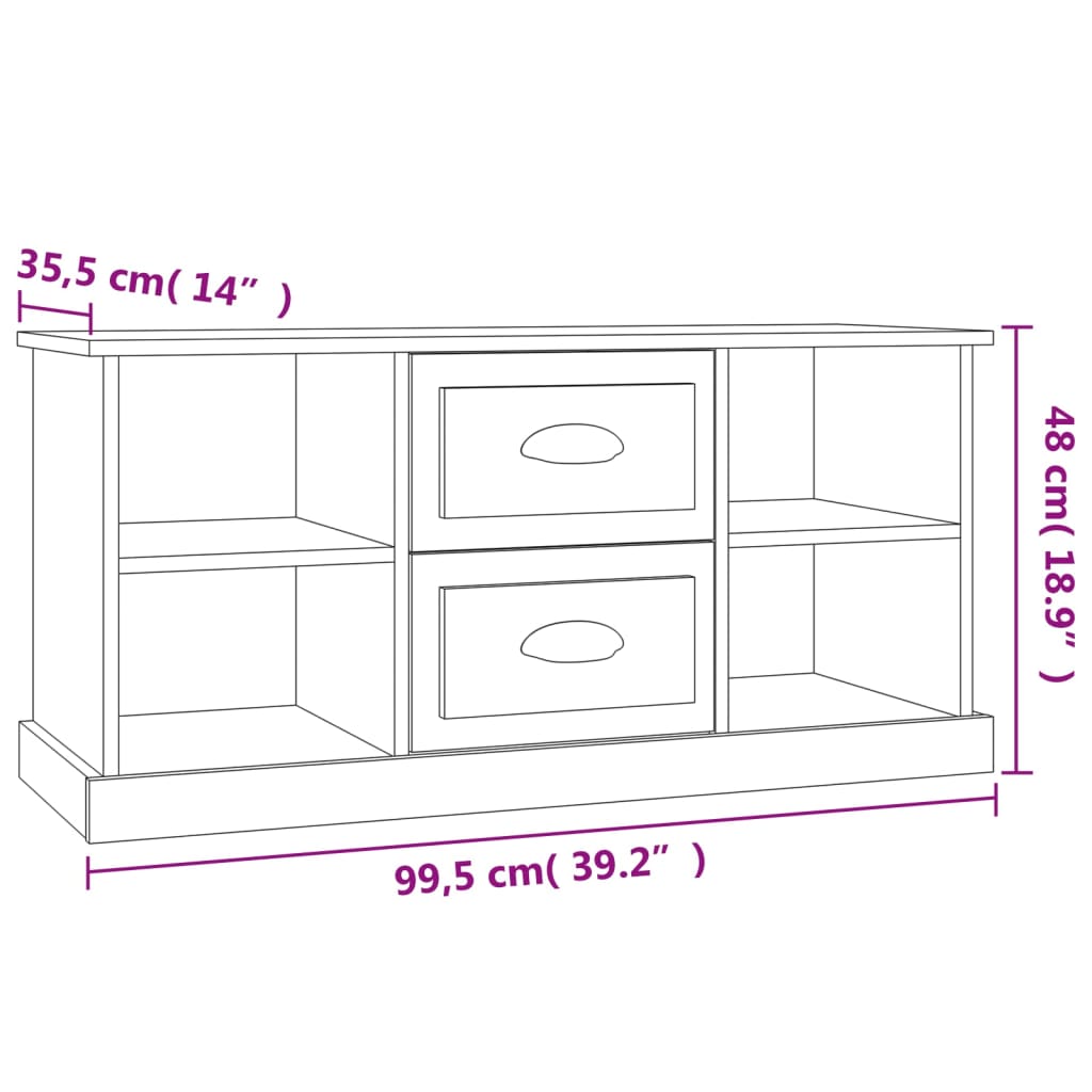 vidaXL Meuble TV noir 99,5x35,5x48 cm bois d'ingénierie