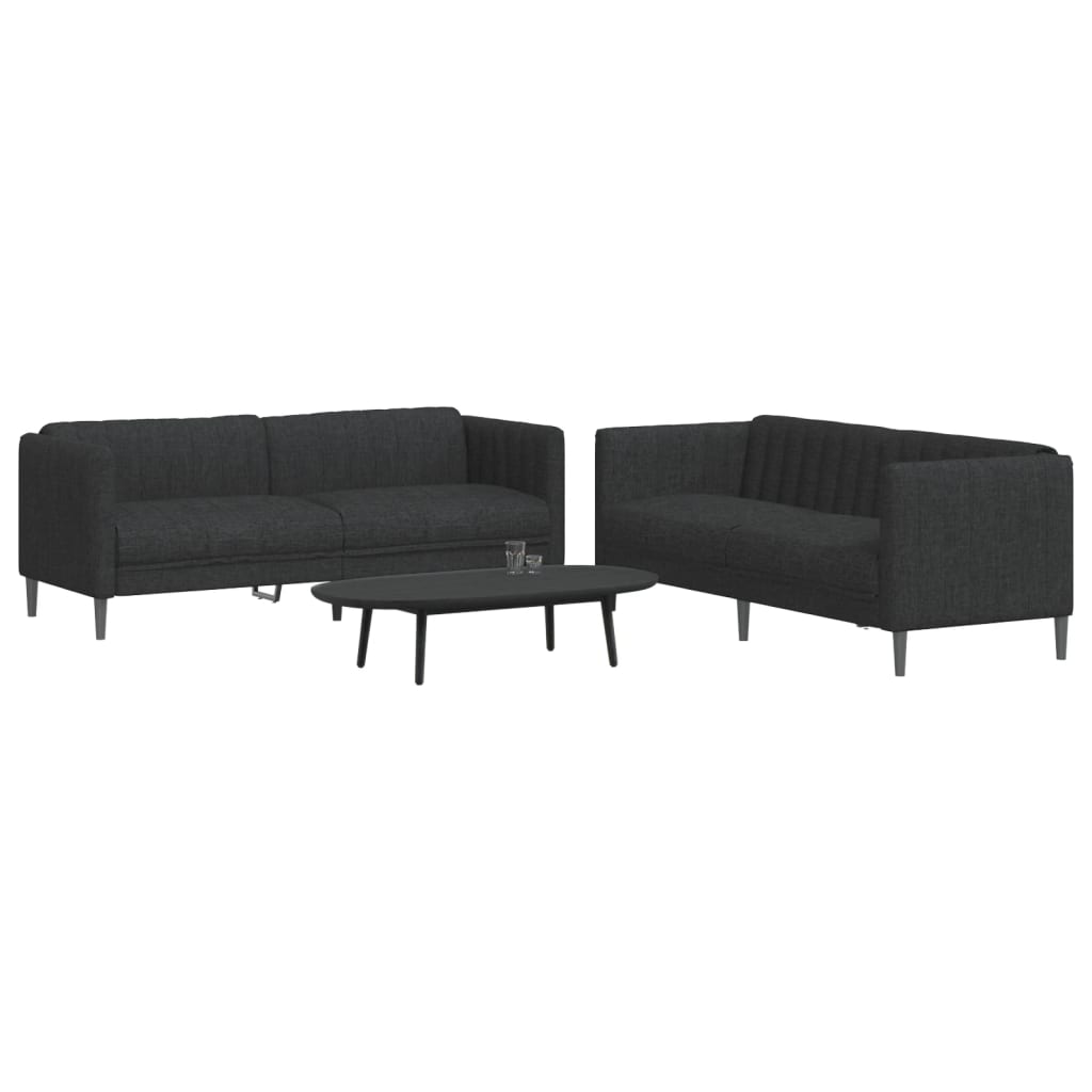 vidaXL Ensemble de canapés 2 pcs noir tissu