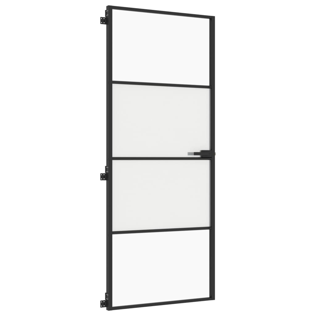 vidaXL Porte intérieure mince noir 83x201,5 cm verre trempé aluminium