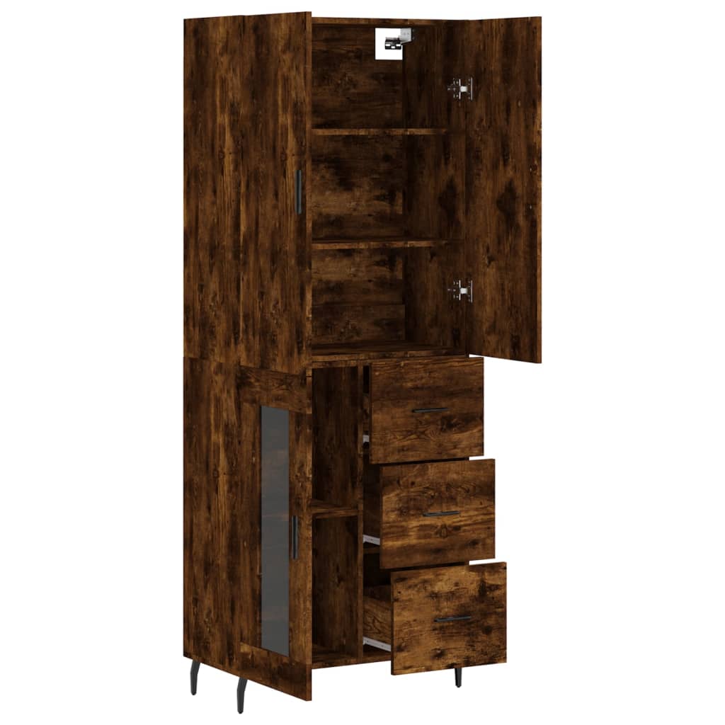 vidaXL Buffet haut Chêne fumé 69,5x34x180 cm Bois d'ingénierie