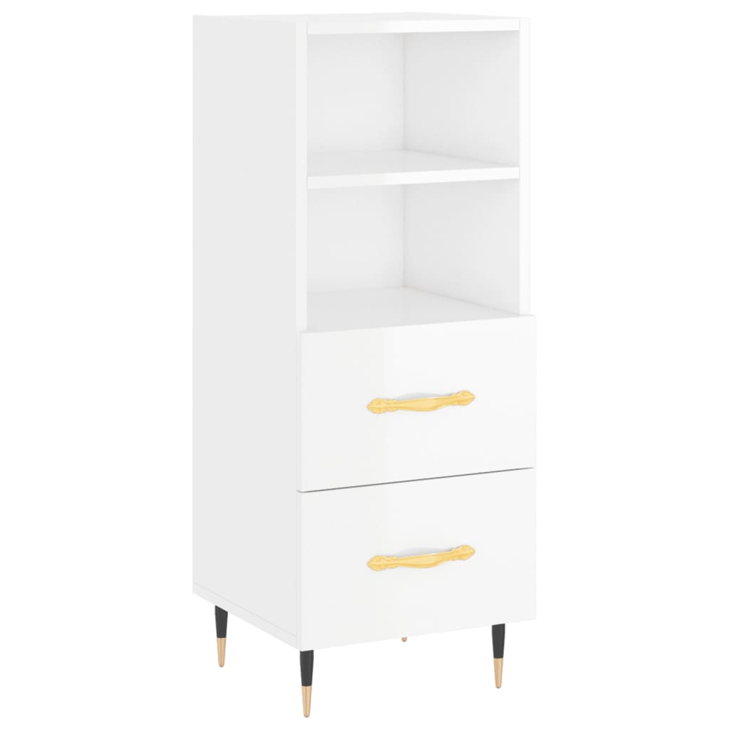 vidaXL Buffet haut Blanc brillant 34,5x34x180 cm Bois d'ingénierie