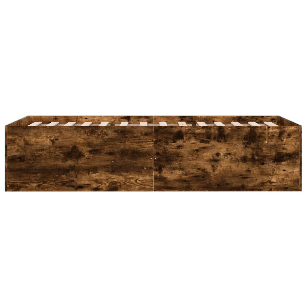 vidaXL Cadre de lit chêne fumé 90x190 cm bois d'ingénierie