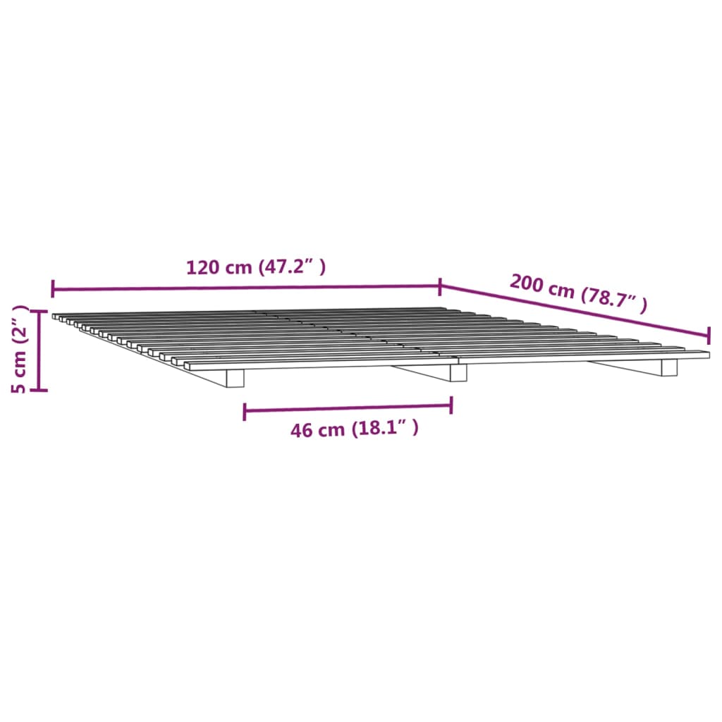 vidaXL Cadre de lit sans matelas noir 120x200 cm bois de pin massif