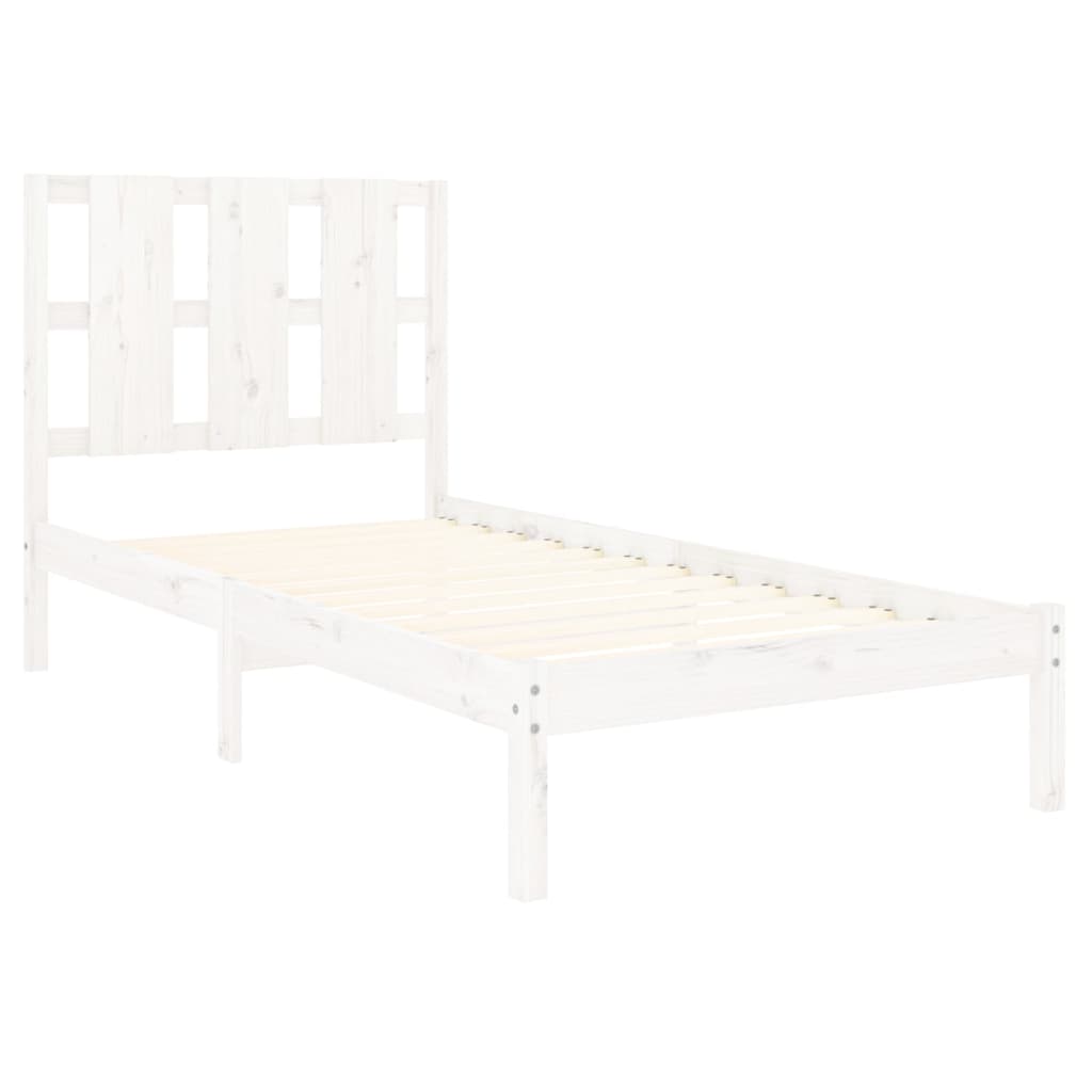 vidaXL Cadre de lit Blanc Bois massif 75x190 cm Petit simple