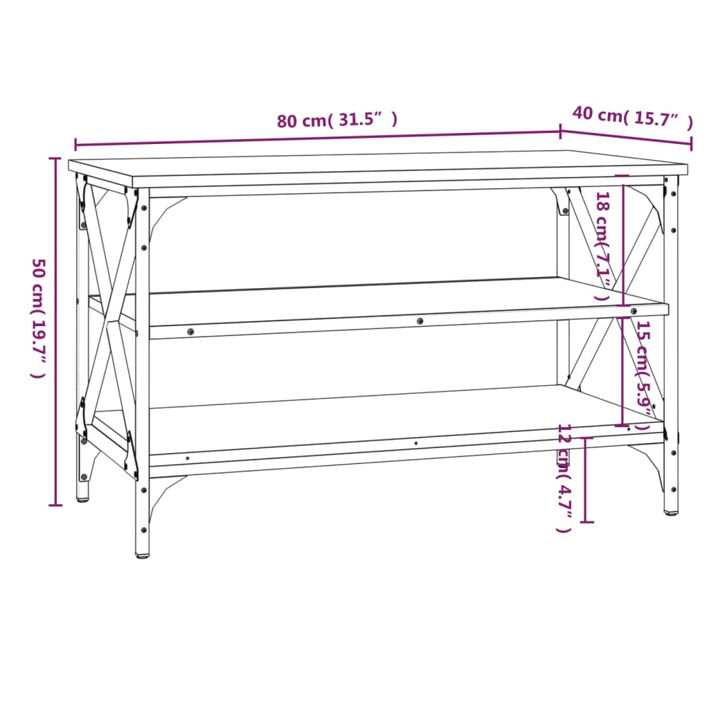 vidaXL Meuble TV Chêne marron 80x40x50 cm Bois d'ingénierie