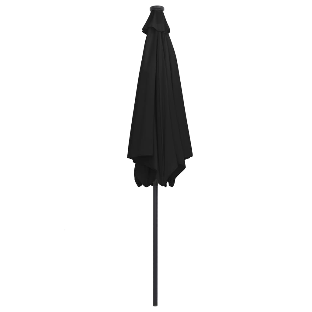 vidaXL Parasol de jardin avec lumières LED et mât en aluminium noir