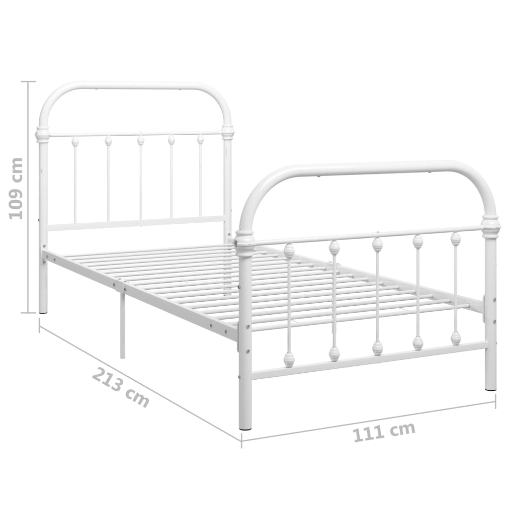 vidaXL Cadre de lit sans matelas blanc métal 100x200 cm