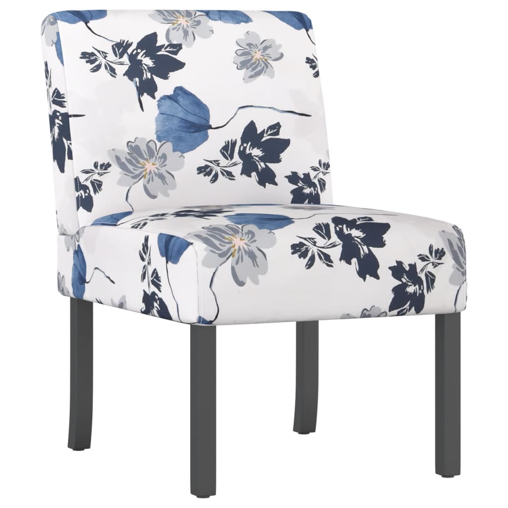 vidaXL Fauteuil sans accoudoirs bleu tissu avec fleurs