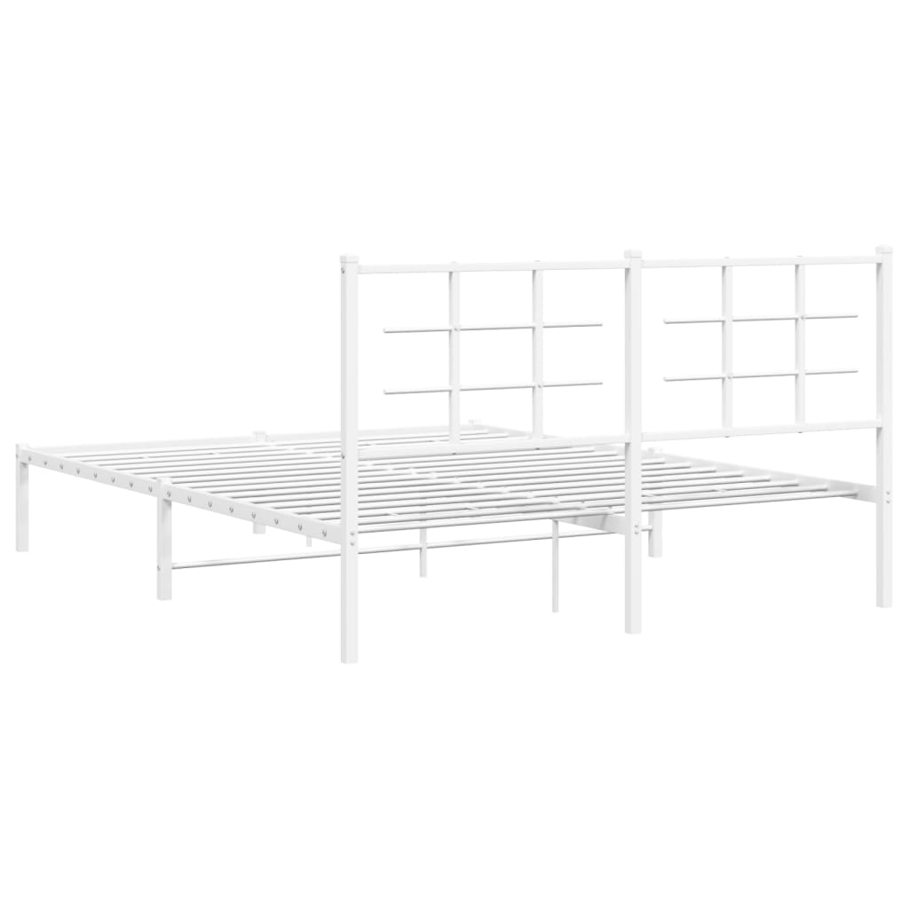 vidaXL Cadre de lit métal sans matelas et tête de lit blanc 160x200 cm