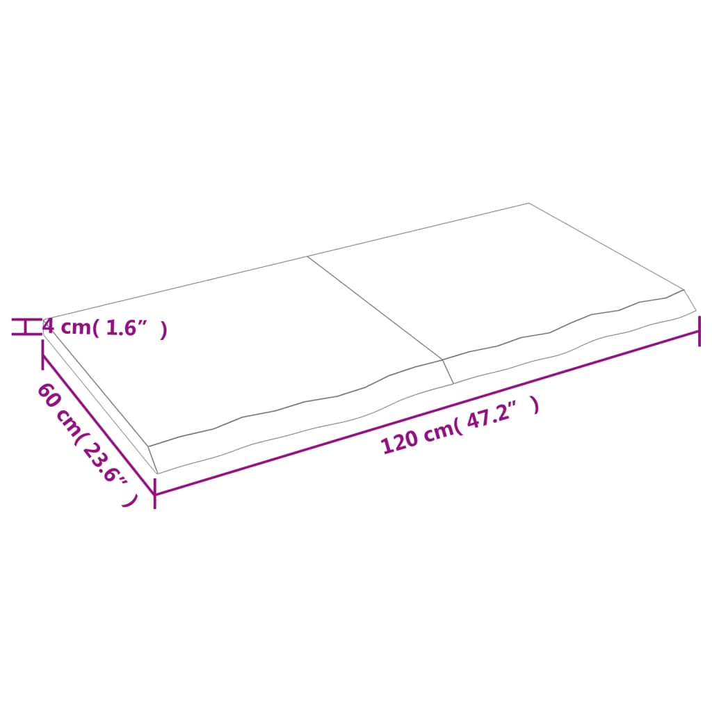 vidaXL Dessus de table 120x60x(2-4) cm bois de chêne massif non traité