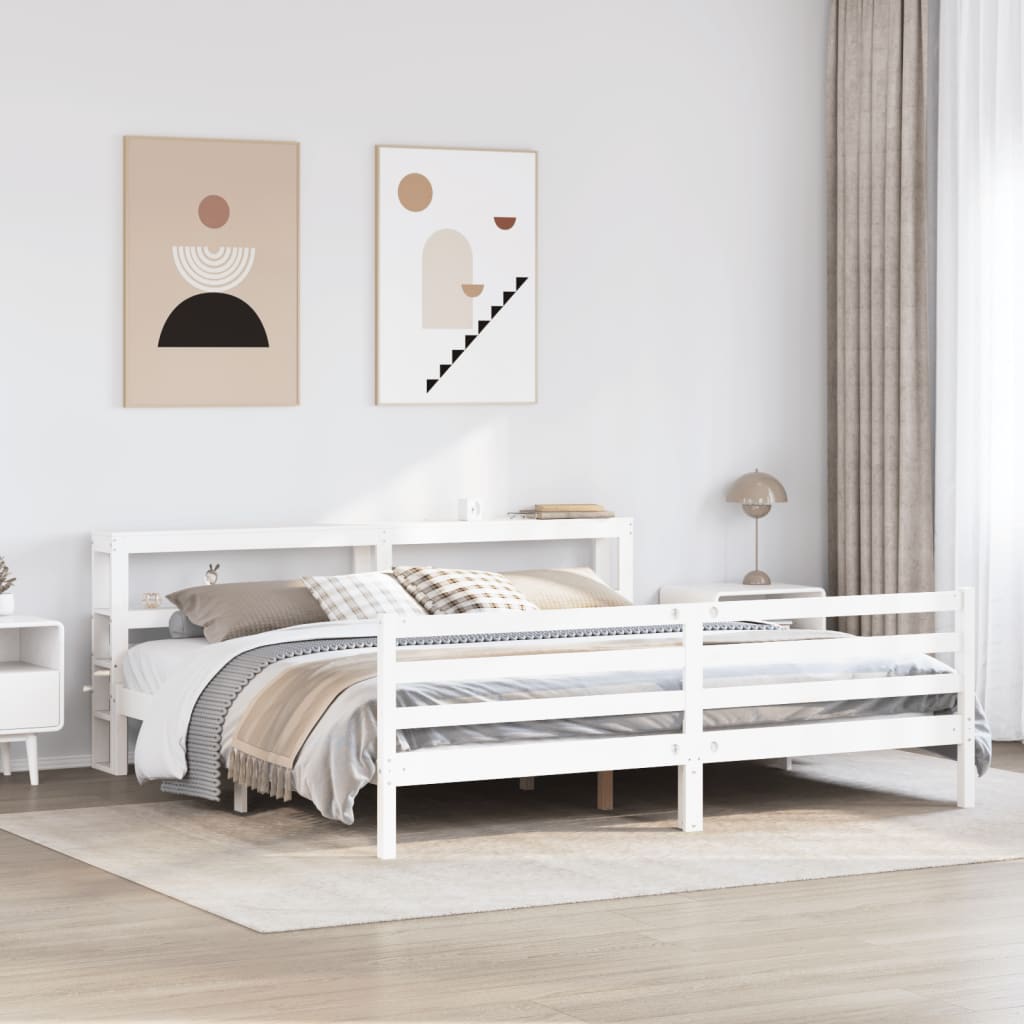 vidaXL Cadre de lit sans matelas blanc 180x200 cm bois massif de pin